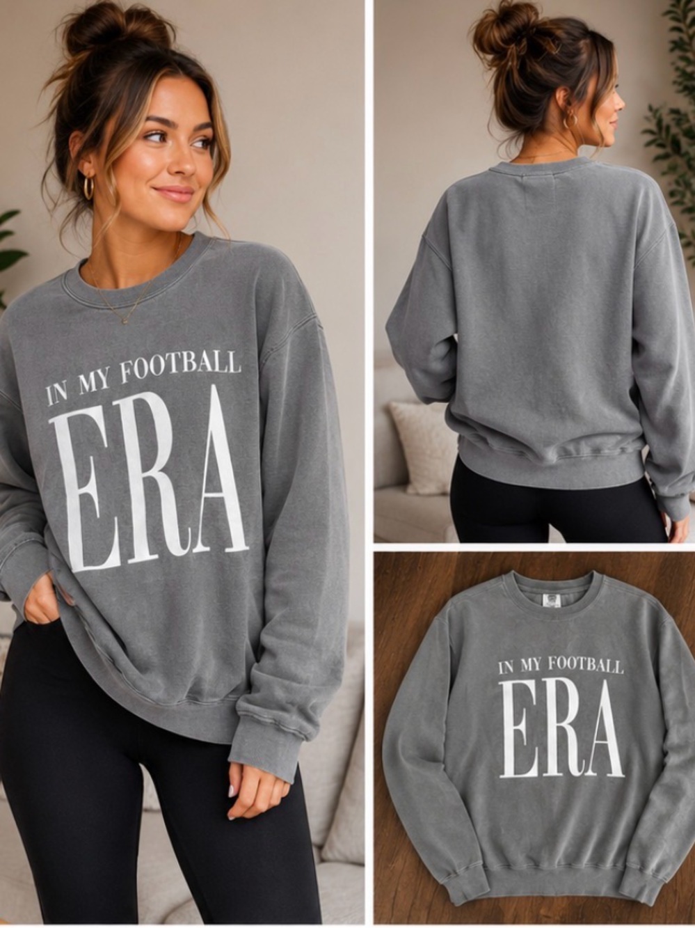 “In My Football Era” Graphic Sweatshirt Gray Women’s Small